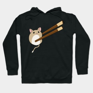 Cute golden gerbil mochi with chopsticks Hoodie